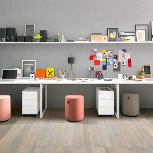 Pigreco bench met vier werkplekken zonder middenpoot