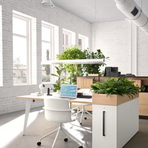 LED-verlichting boven een Pigreco social table