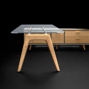 Rail designbureau van Bralco in eiken met diamantgesneden blad