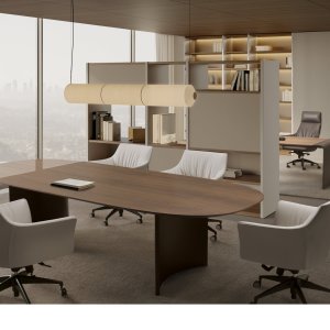 Compositie met bureau, aanbouwmeubel en kast