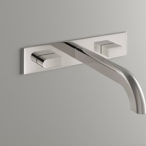 Designkranen Sixty van CEA Design in Black Ivory met marmeren wastafel