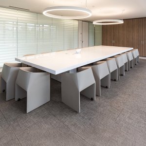 Ronde Asymmetrical tafel Ø 160 met één blad en centrale voet