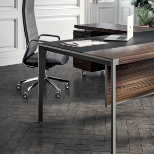 Vergadertafel X9 met vier modules in notenfineer