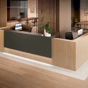Receptiebalie Z2 van Quadrifoglio opgebouwd uit lineaire modules