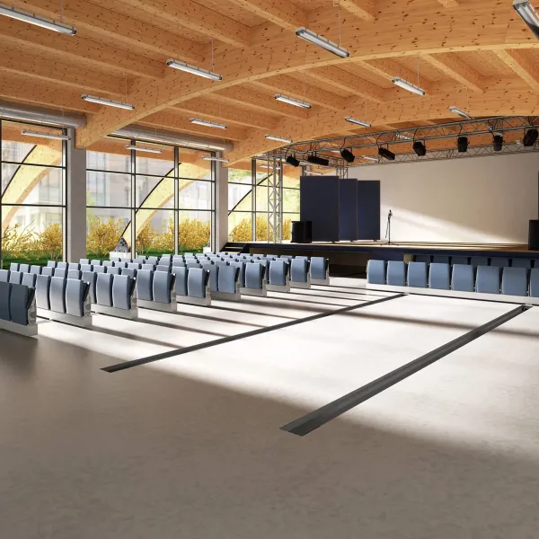 Nederlandse collegezaal met Lamm studiebanken