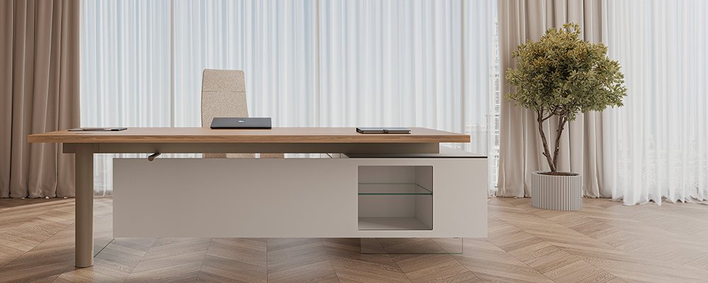 Bureau met aanbouwblad en dressoir