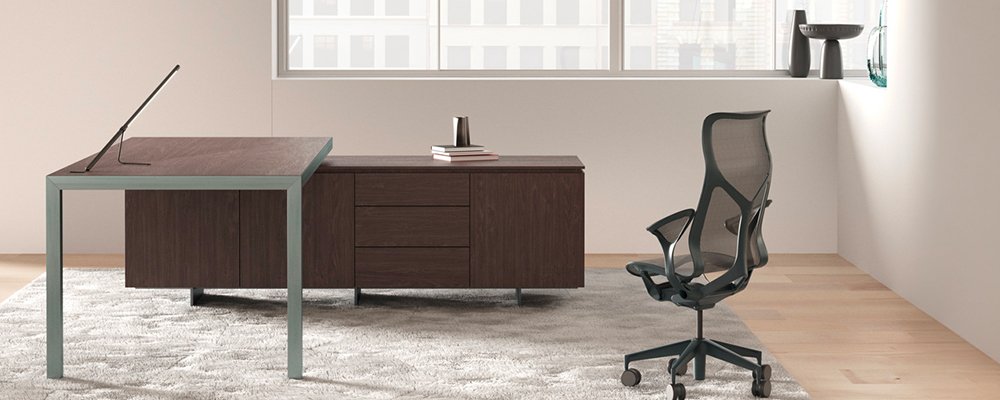 Bureau met aanbouwblad en dressoir