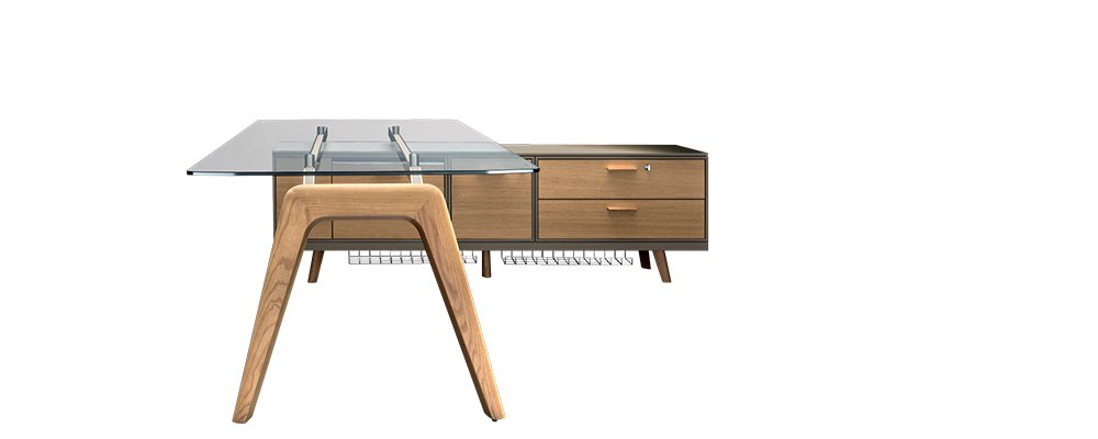Bureau met aanbouwblad en dressoir
