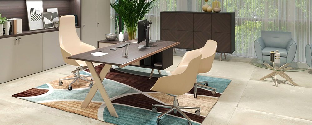 Bureau met aanbouwblad en dressoir