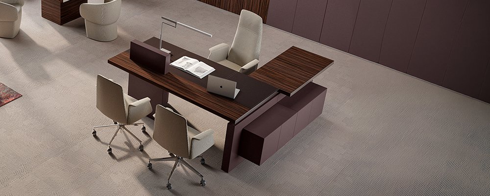 Bureau met aanbouwblad en dressoir